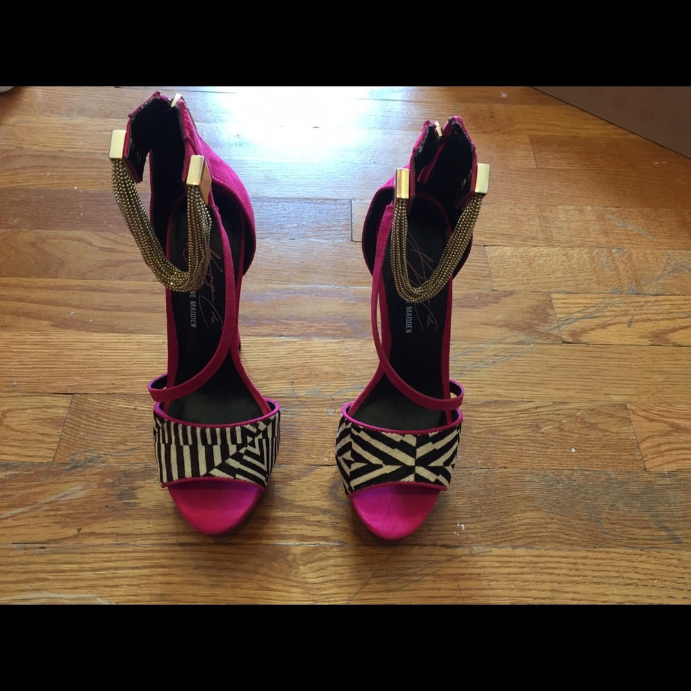 Hot Pink/ Zebra Print Heels